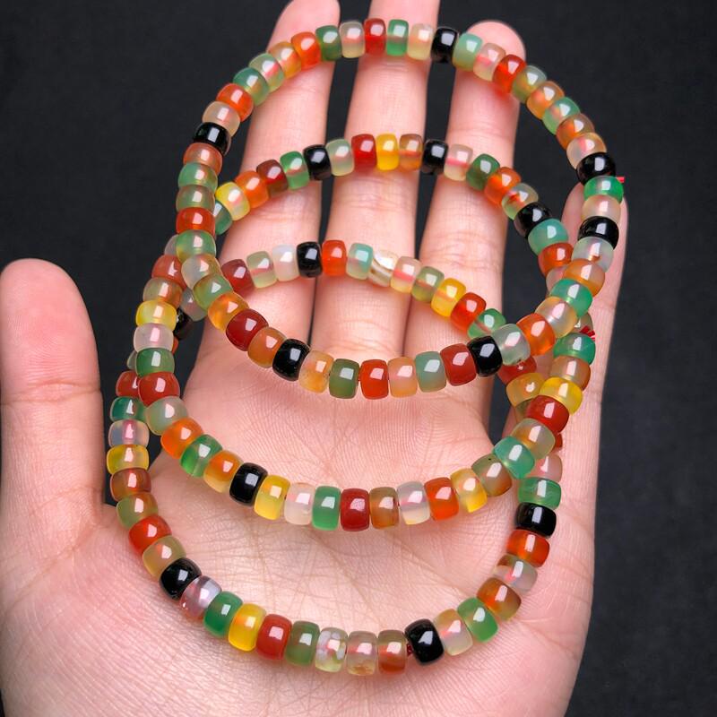 Colorful Agate Spacer Beads - Thick Single Strand Wenwan Hand Beads for DIY Jewelry Accessories
