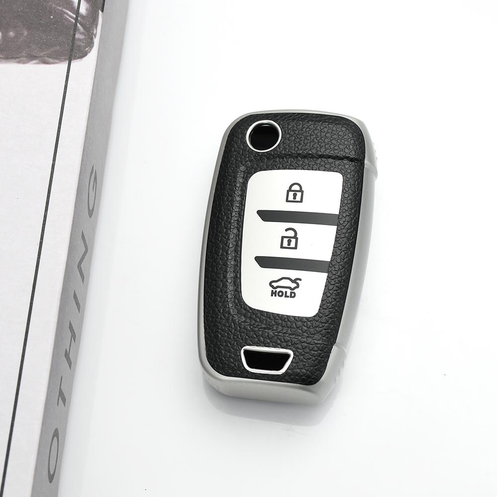 

Shell Keyless For Hyundai I30 I35 I40 KONA Genesis Azera Elantra Solaris Tucson Santa Fe TPU Leather Car Folding Key Case Cover Holder серебряный