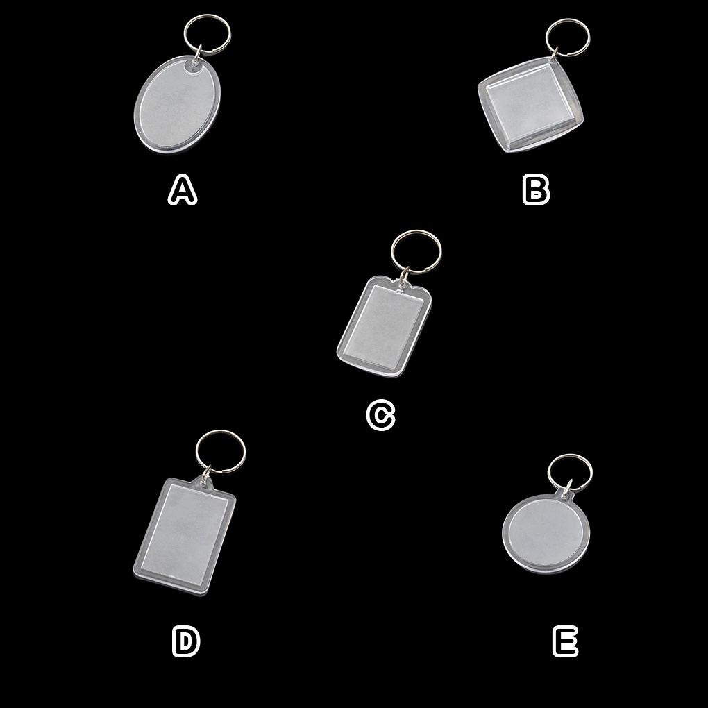 10Pcs Photo Frame Key Chain Modern Clear Personalized Round/Rectangle Insert Ring Plastic Pendants Bag DIY Crafts Accessories