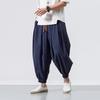 Pantaloni Jogger Larghi Harem da Uomo in Cotone Lino con Coulisse a Gamba Larga a Lanterna Tinta Unita Ampi Taglie Forti