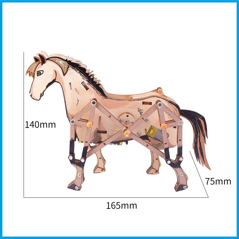 3D Wooden Mechanical Horse DIY Assembly Model Horse Science Puzzle STEM Education Physics Experiment Children's Gift