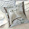 2D Snowy Owl Couple Pillow Cover Winter Forest Owl Print Cushion Case For Sofa Couch Boho Animal Lover Home Decor