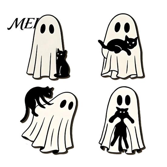 Kids Room Wall Hooks Halloween Ghost Cat Wooden Hanging Hook for Keys Hats, Decorative Black Entryway Organizer Hanger, Cute Home Living Bedroom
