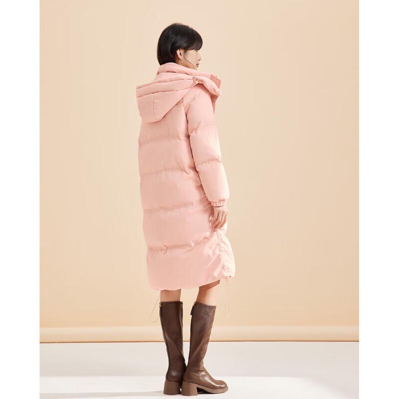 IEF Women's Korean Style Slimming Hooded Long Down Jacket