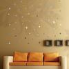 50Pcs Fashionable Removable 3D Star-Shaped Mirror Effect Wall Art Decals Stickers for Home Decor (Color: Silver)