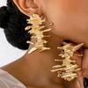 1 Pair Gold Tone Finish Drop Earrings Vintage Style Fashion Jewelry  Gift for Women