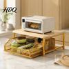 Coffee Capsule Drawer Organizer Maker Storage Rack with Drawer Two Tier Countertop Organizer Wood Kitchen Counter Top And Metal Basket Holder