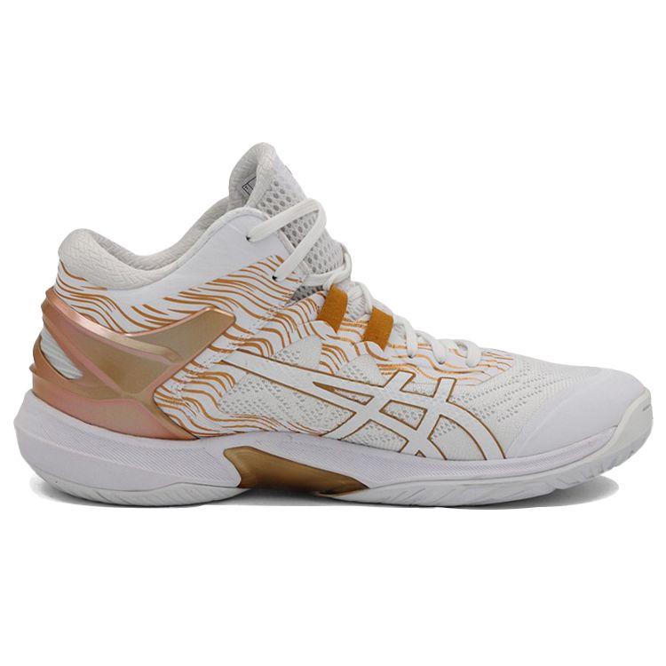 Asics Gel-Burst 25 Módní Odolné Prodyšné Basketbalové Boty se Středním Svrškem Pánské Tenisky Bílo-Zlaté 1063A055-101