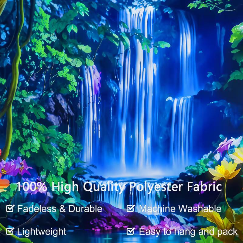 2D Blacklight Waterfall Tapestry Psychedelic Forest Wall Hanging for Bedroom Decor