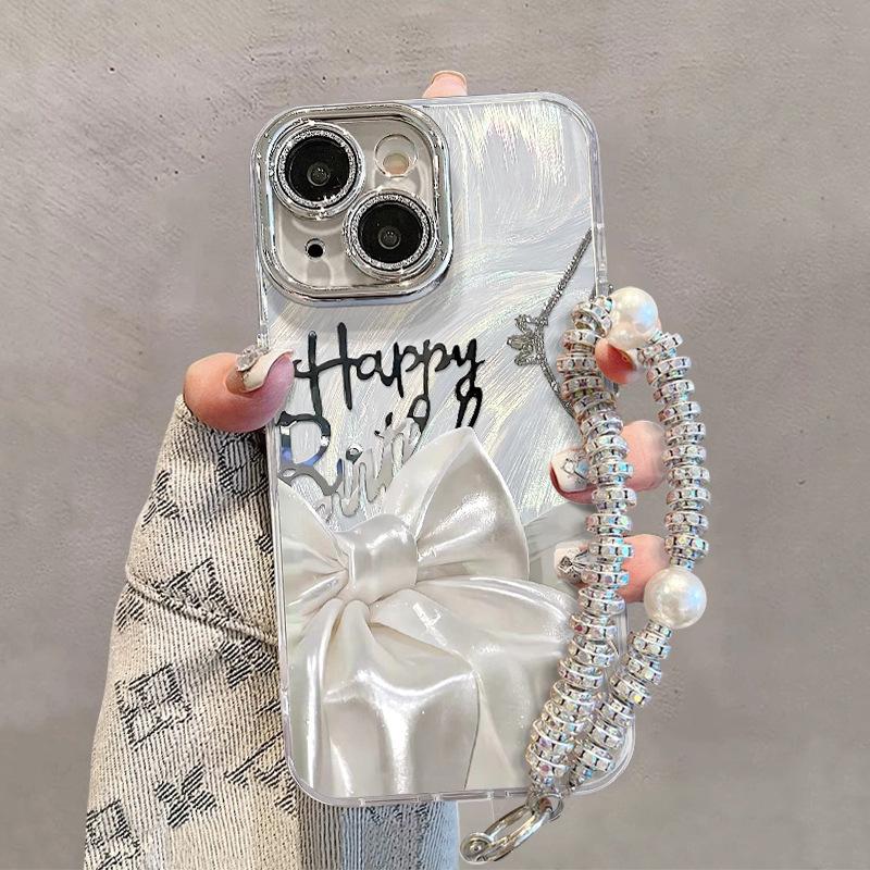 Silk Bow Is Suitable for Apple 16 Phone Cases, 15promax, 13 Light Luxury, 14 High-end Feel, 11 with Stand