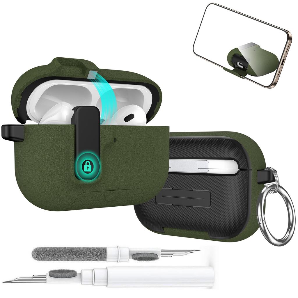 New For AirPods Pro 3 Case Lock 2025 Shockproof Apple AirPods Pro 3rd Generation Case Protective Case with Cleaning Kit&Keychain