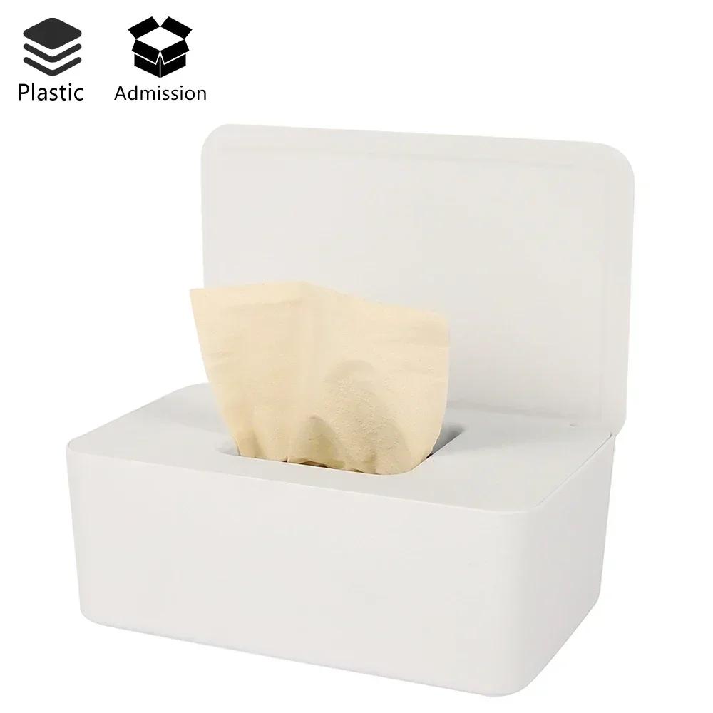 Dustproof Wet Tissue Box with Lid High-capacity Nappy Tissue Storage Holder Dispenser Household Office Paper Tissue Organizer