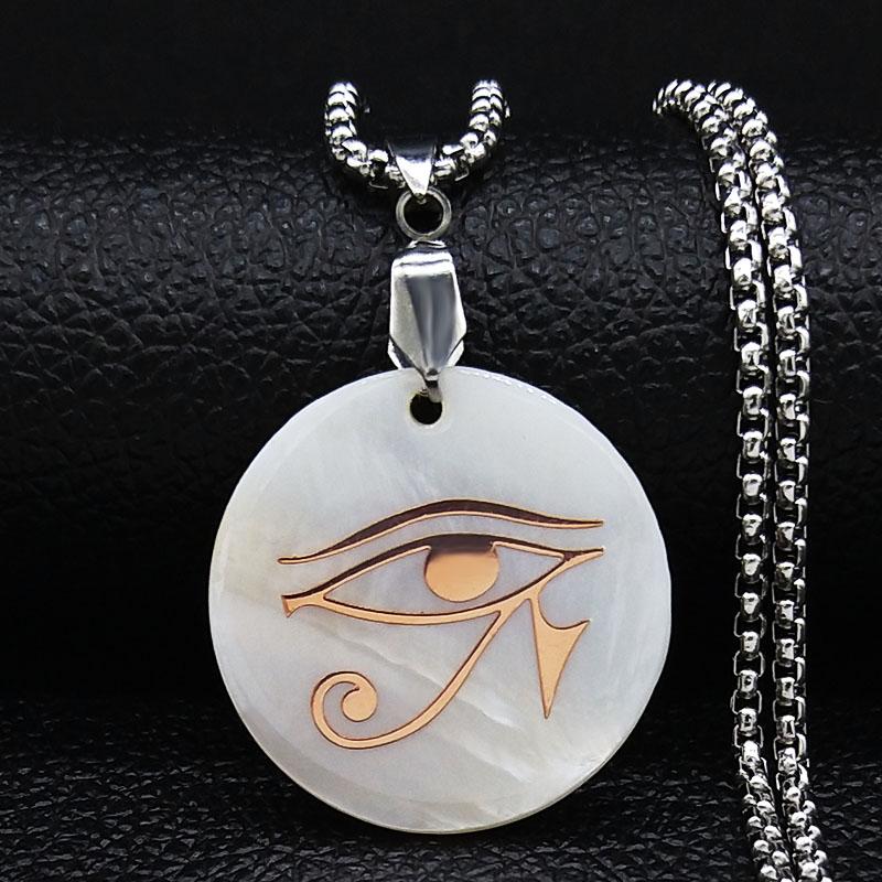 Collane con Catena Occhi Egizi in Acciaio Inossidabile Uomo Statement Mitologia Occhio di Ra Horus Simbolo Collana Gioielli bijoux femme N4540