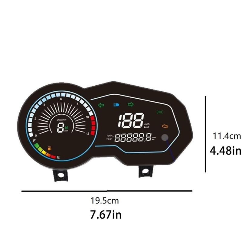 Waterproof Motorcycle Dashboard Odometer Speed Cluster Tachometer with Large LCD Digital Screen for ltalika 150sz 170z