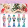 Charming 13cm Nutcracker Soldier Wooden Puppet Set With Colorful Macaron Wreath For Festive Home Decor