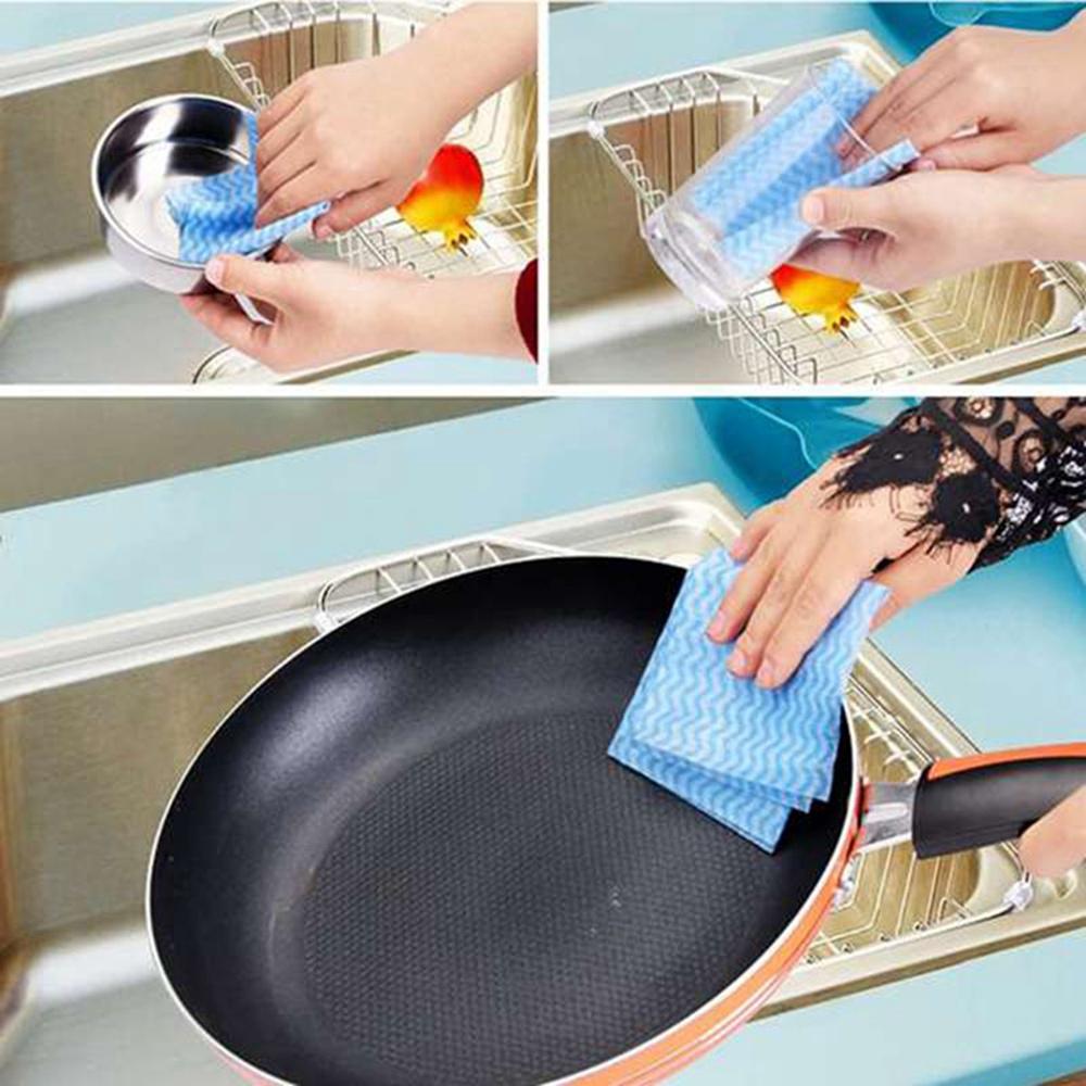 1-4pc Disposable Kitchen Dishcloth Tear-Off Non-Woven Fabric Cleaning Cloth Lazy-Friendly Versatile Kitchen Wipe Absorbent Towel