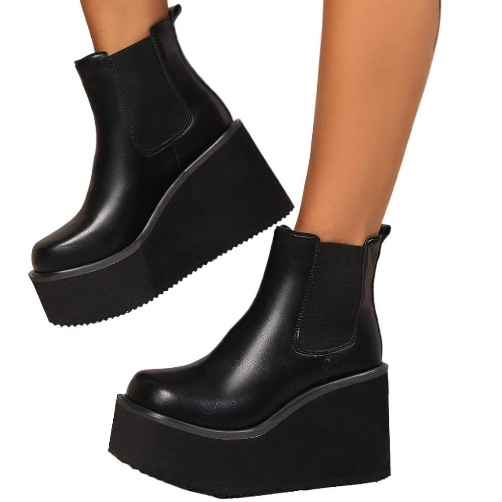 Invierno Nuevo Mujer Conciso Alta Calidad Cálido Plataforma Botas Mujer Diseñador Moda Elegante Aumentando Botas Zapatos para Mujer