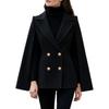 Women's Double Breasted Cape Vest Notched Lapel Sleeveless Waistcoat Solid Color Elegant Outerwear