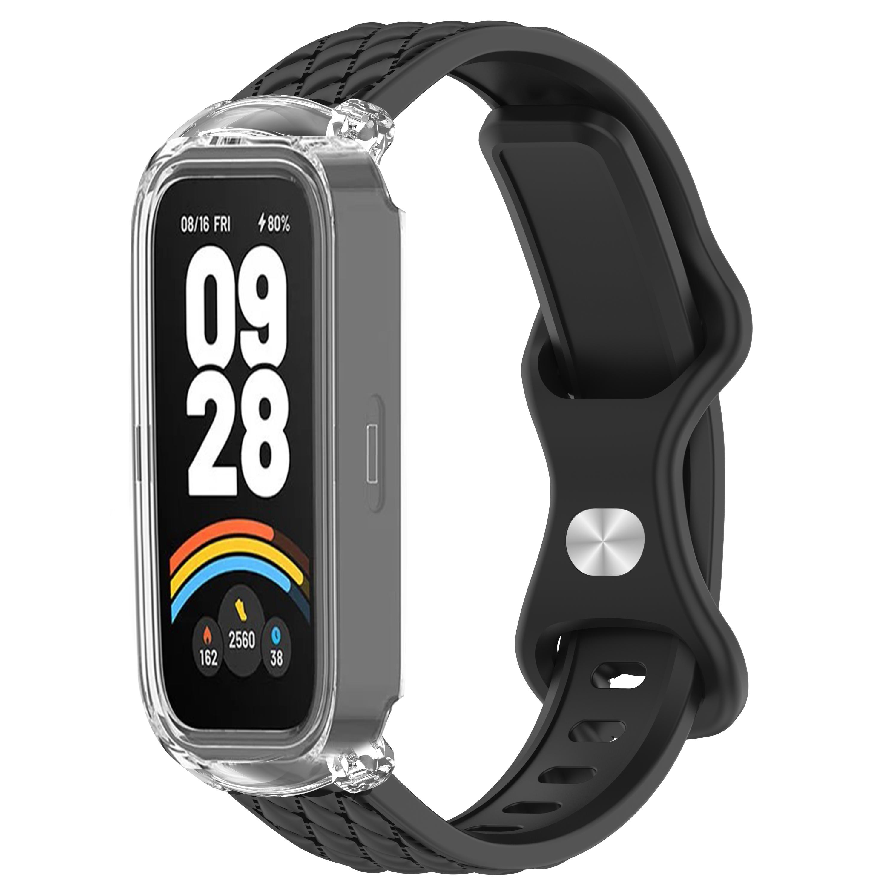 

Чехол+Ремешок для Xiaomi mi band 9 8 active умные часы аксессуары sprot Силиконовый браслет correa ПК корпус Чехол для Redmi band 2 3 For Redmi band 3 чёрный