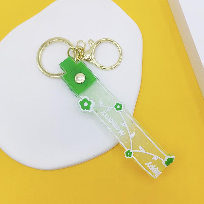 Transparent Pvc Soft Rubber Rope Keychain English Small Flower Jelly Color Plum Blossom Candy Color Drop Adhesive Wristband
