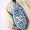 New MLB Monogram Collection Cotton Crossbody Bag, Fanny Pack Unisex Denim Blue 32BGCD011-50U