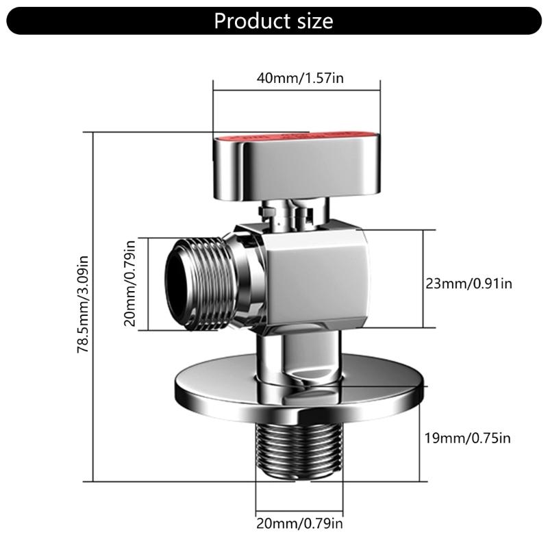 Brass Stop Valves for Kitchen Bathroom Use 1/2Inch Inlet and Outlet 1/4 Turn With Adapter for Hot and Cold Water Use