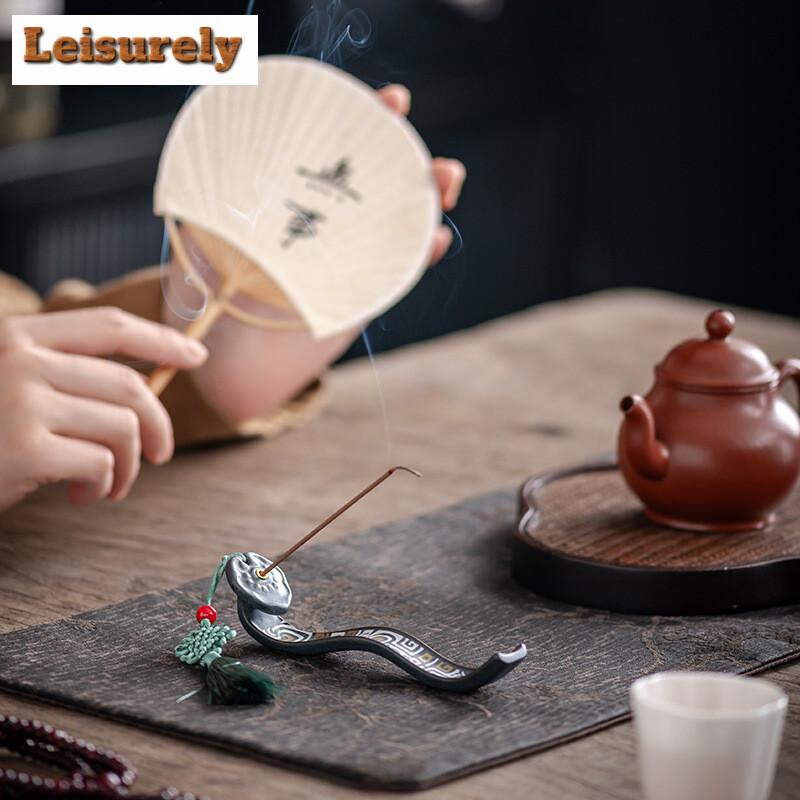 Ruyi Texture Line Incense Insert Holder Zen Incense Burner Sandalwood Agarwood Stove Tasting Fragrant Tea Ceremony Accessories