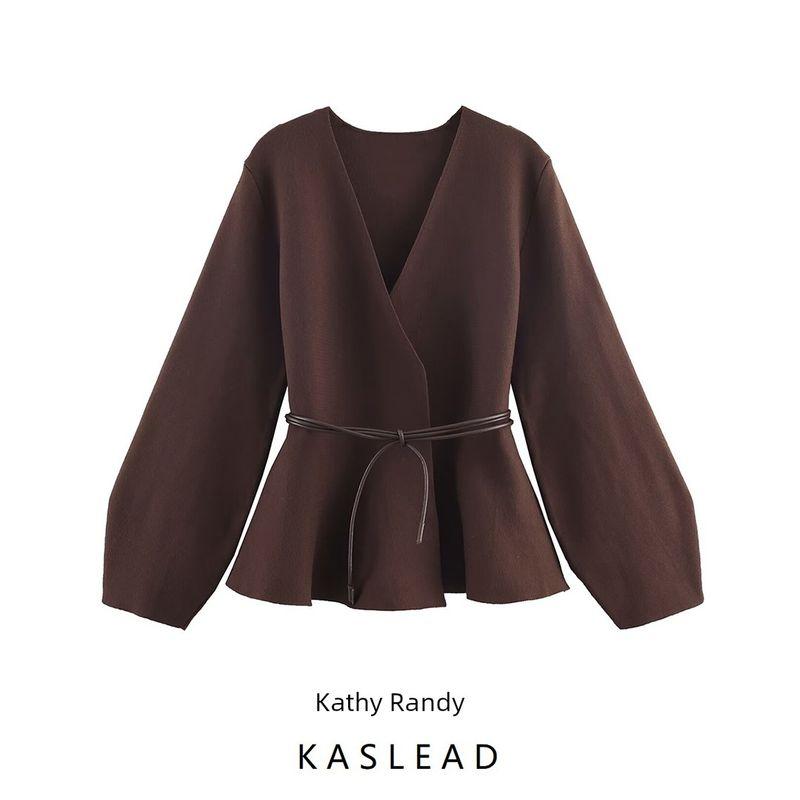 Kaslead New Women Clothes Western Style Versitile Fashion With Belt Knitted Outerwear 9598252 717