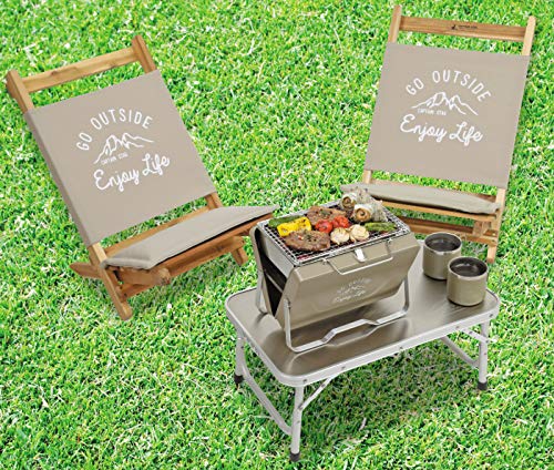 Captain Stag UG-66 V-Shaped Tabletop Barbecue Grill, Khaki Monte