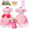 Rozkošný kostým šatů princezny Peach pro děti Ideální na Halloween a hraní rolí