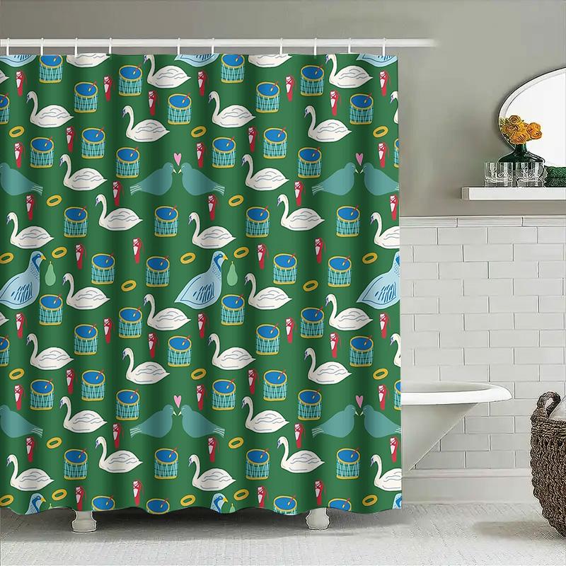 Bathroom Shower Curtain Floral Vintage Pattern Waterproof Fabric Decor Washable Liner
