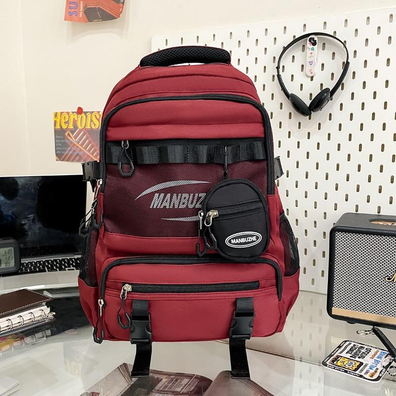 

Школьный рюкзак, новый модный и крутой многокарманный рюкзак высокой ценности, простой и легкий дорожный альпинистский рюкзак большой вместимости красный