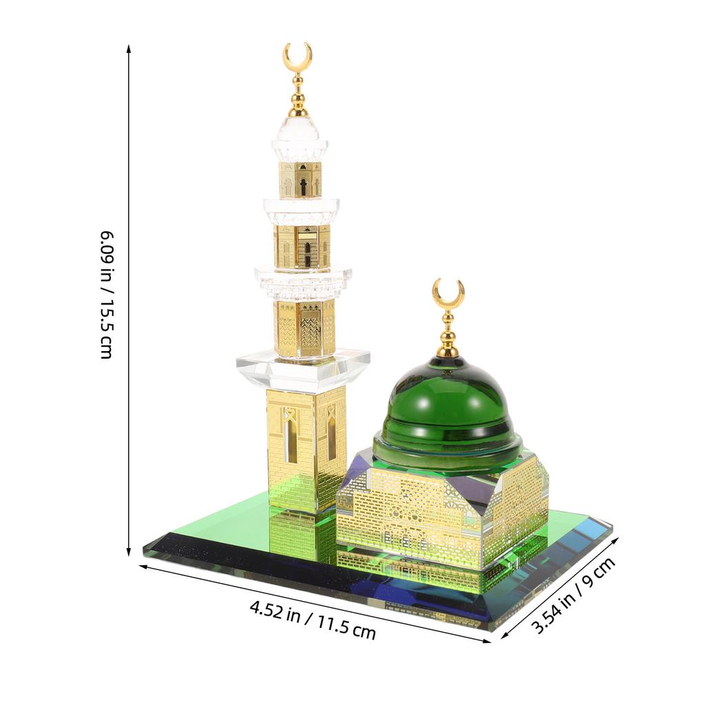 Islamische Tischdekoration Uhrturm Vergoldetes Kristall Muslimische Architektur Souvenir Eid Mubarak Ramadan Ornament Muslimisches Zuhause