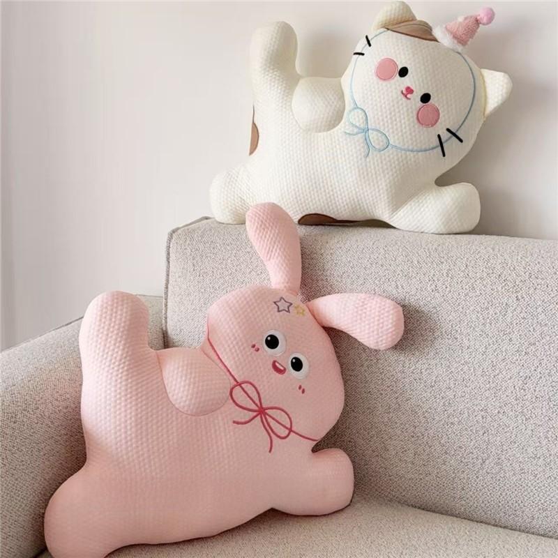 Cartoon Summer Cool Cat Cushion Pillow With Embroidered Animal Design For Sofa And Lounge Decor