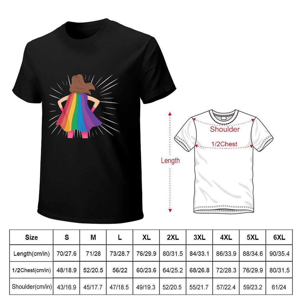 Rainbow super girl TShirt Short sleeve tee graphic t shirts vintage t shirts Tshirts for men cotton
