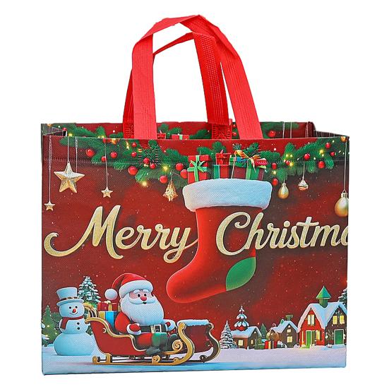 Christmas Gift Bags Large Reusable Tote Bag with Handles Non-Woven Christmas Grocery Shopping Bag for Holiday Xmas Party Supplies