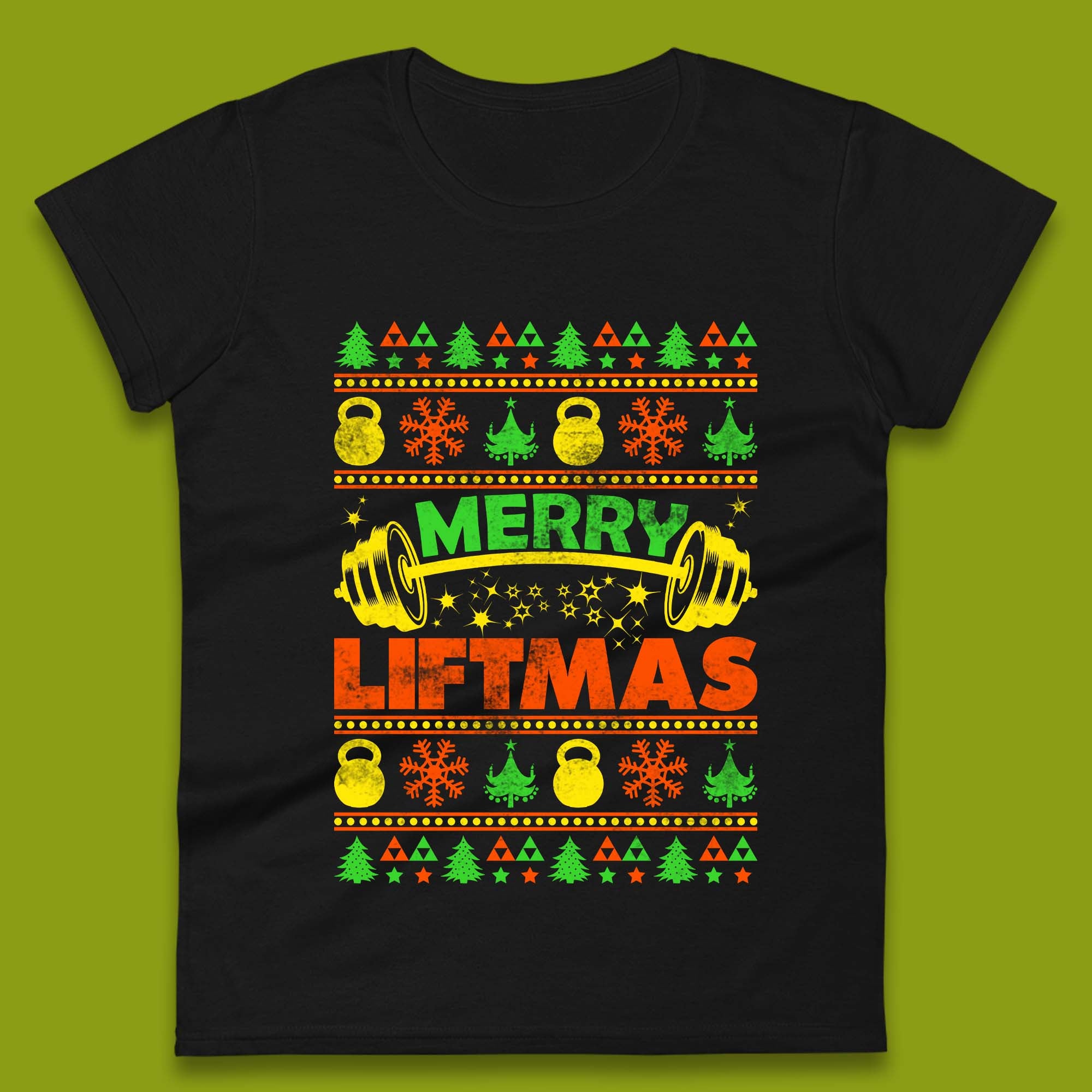 Merry Liftmas Christmas Womens T-Shirt Mens Tops Tees Unisex 4XL