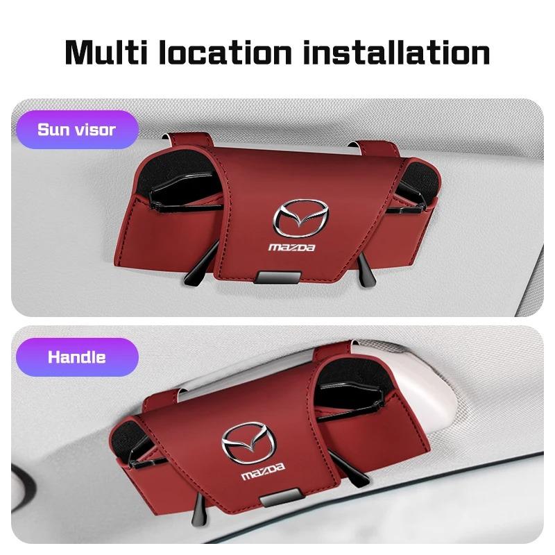Leather Car Sun Visor Sunglasses Holder Eyeglasses Storage Clip For Mazda CX5 CX30 CX50 CX3 CX8 CX9 CX60 CX70 CX90 Mazda3 MX5