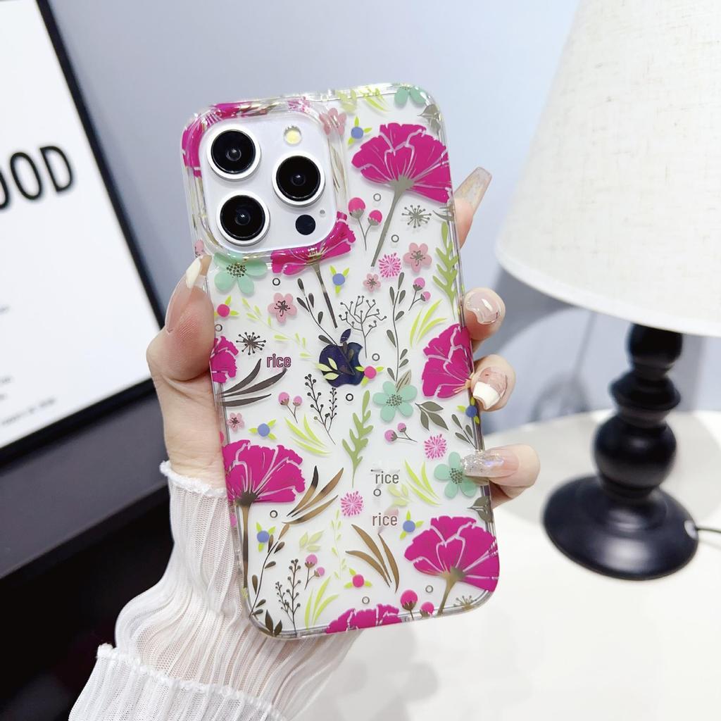 Anti-Fall Transparent Flower Case for iPhone 17 Pro