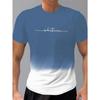 Summer Round Neck 3D Gradient Letters Print Top Fashionable Casual Short Sleeved Men's T-shirts