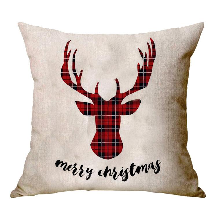 Christmas Decoration Cushion Cover Cartoon Elk Santa Cushion Cover Christmas Pillow Case Linen Decoration Pillow Home Decoration