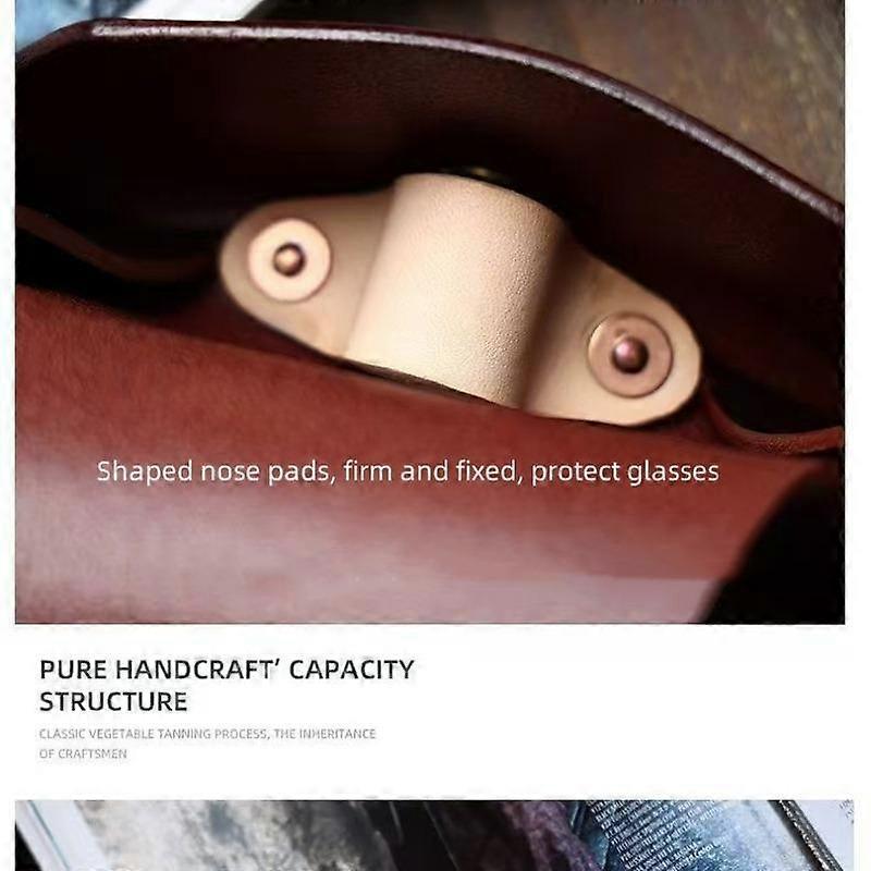 Vintage Premium Quality Eyeglasses Case for Men, Portable Soft Leather Sunglasses Holder with Lanyard, Stylish Optical Storage Box