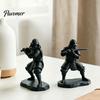 PLA Material Warrior Statue 3D Printed Samurai Figurine with Swords, Cool Statue, Stable Modern Minimalist Desk Ornaments Base Desktop Ornament