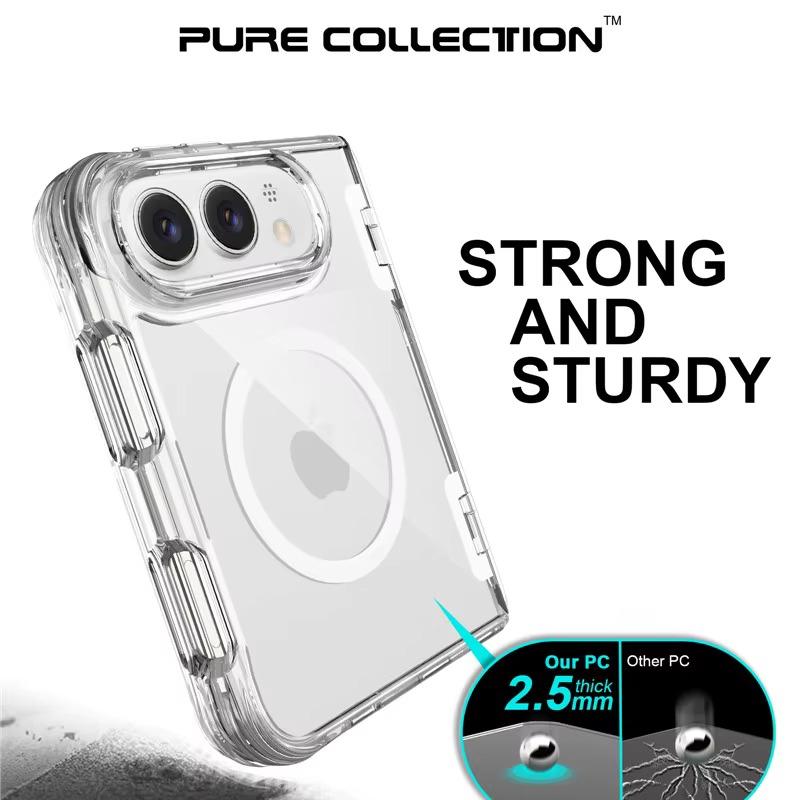For Iphone Duo 5G Case Transparent Magnetic for Magsafe Case for iphoneDuo Bracket Holder Shockproof Hinge Protection Cover