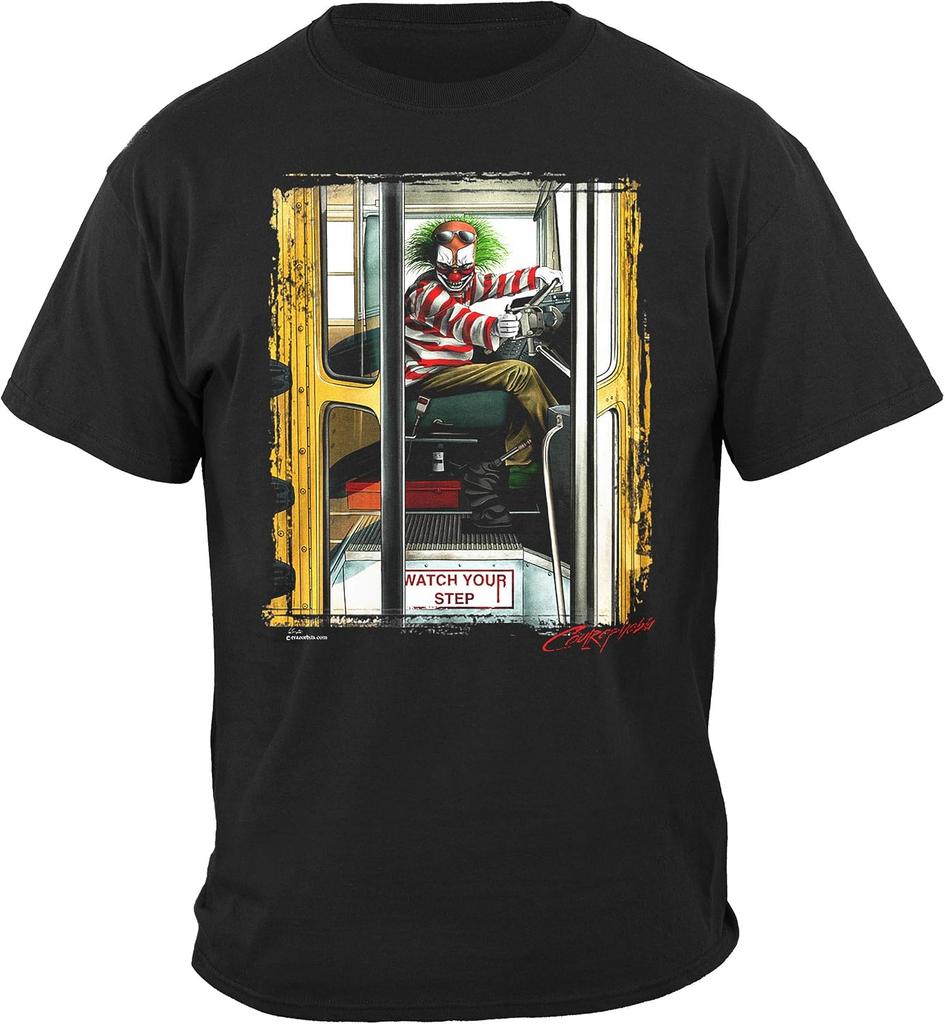 Creepy Clown Driver School Bus Watch Your Step T-shirt