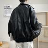 PU leather jacket for men spring new Korean style trendy loose and handsome leather jacket Hong Kong style clothes youth jacket