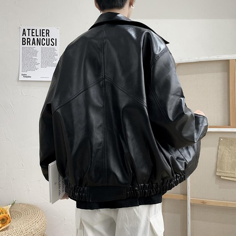PU Leather Jacket for Men Spring New Korean Style Trendy