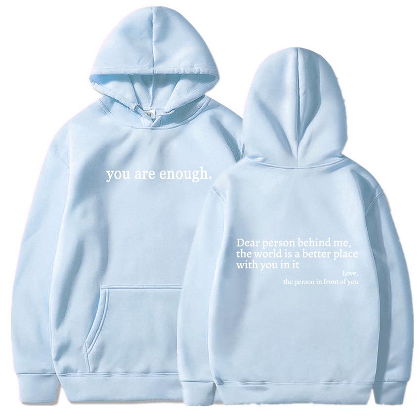 Women's Letter Print Hoodie with Kangaroo Pocket and Drawstring