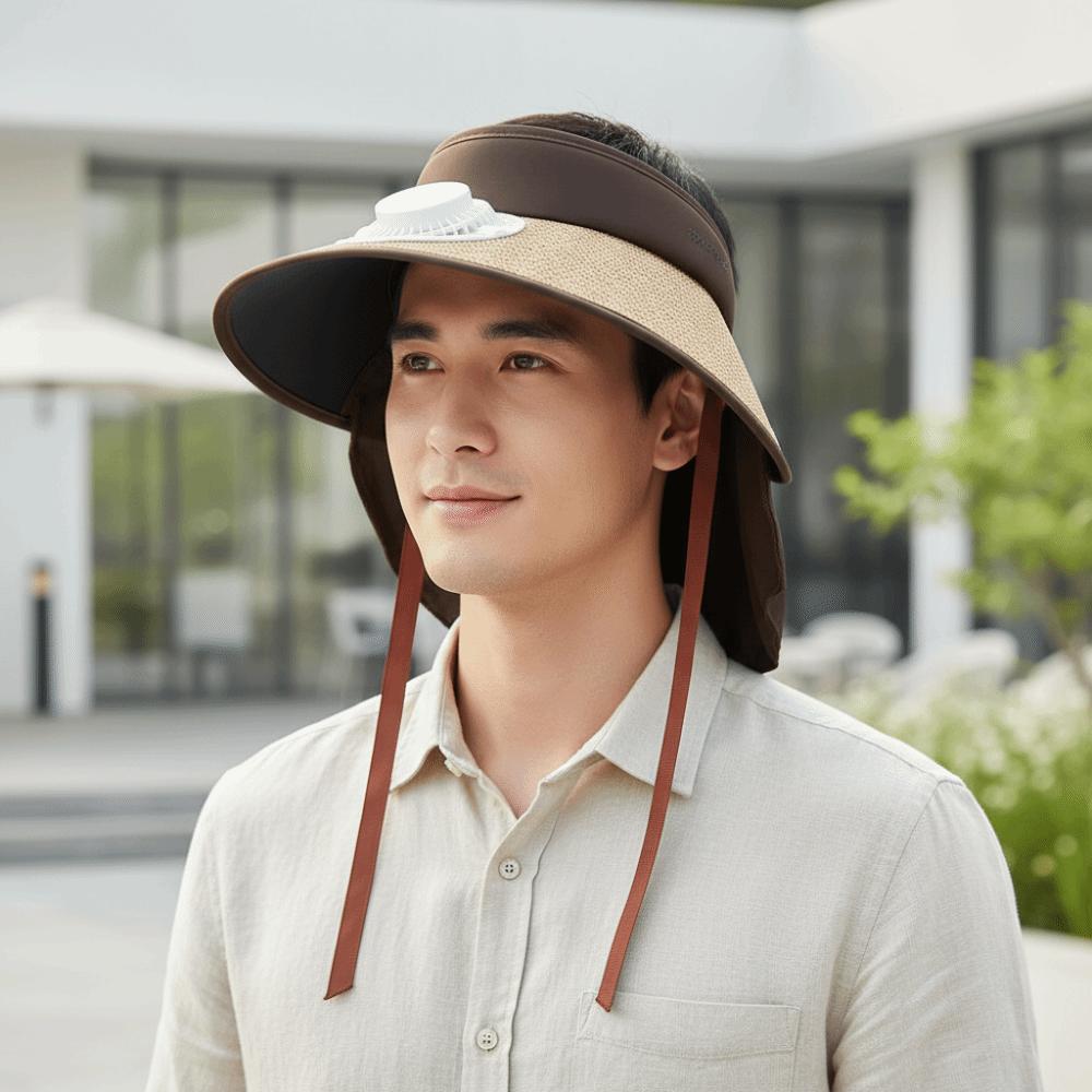 Long-lasting Rechargeable Fan Hat Portable Wide Brim Fan Hat Fishing Sun Shading Cap  Travel