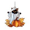 Halloween Ghost Suncatcher Colorful Dog/Cat Pattern Window Hanging Ornament with Pumpkin 2D Acrylic Suncatcher for Halloweens Decor